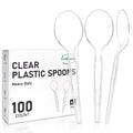 EcoDispose 100 Count Disposable Clear Plastic Spoons, Heavy Duty Cutlery | Heat Resistant, BPA-Free, Durable Plastic Silverware, for Catering Party Event Supply