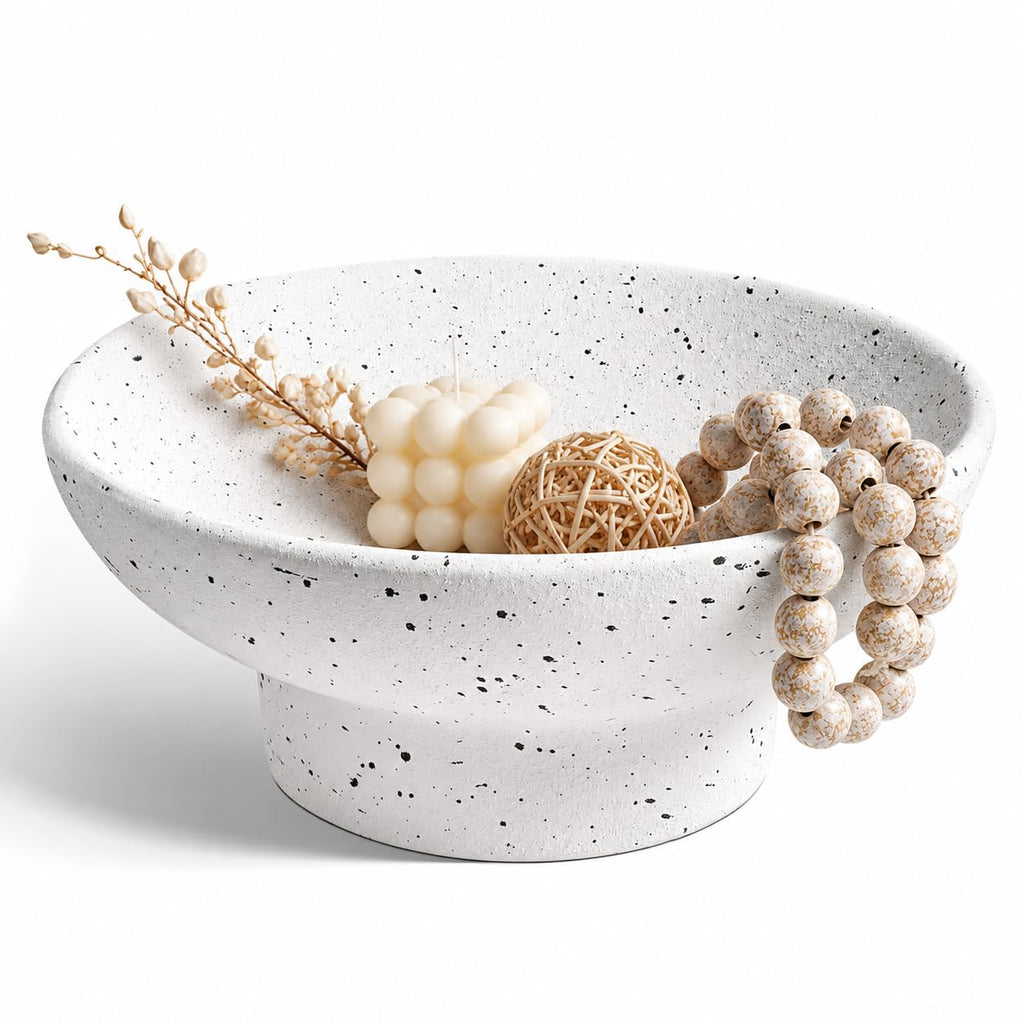 LE TAUCI 10" Ceramic Decorative Bowl, Key Bowl for Entryway, Handcrafted Sturdy Pedestal Bowl, French Country Fruit Bowl for Kitchen Counter, Centerpiece, Vine Green
