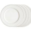 Dinner Plates Set of 4, 10.5 inch White Ceramic Plates, Embossed Salad Plates, Serving Plates for Steak Appetizer, Reusable Kitchen Dining Plates for Restaurant, Dishwasher Microwave Safe