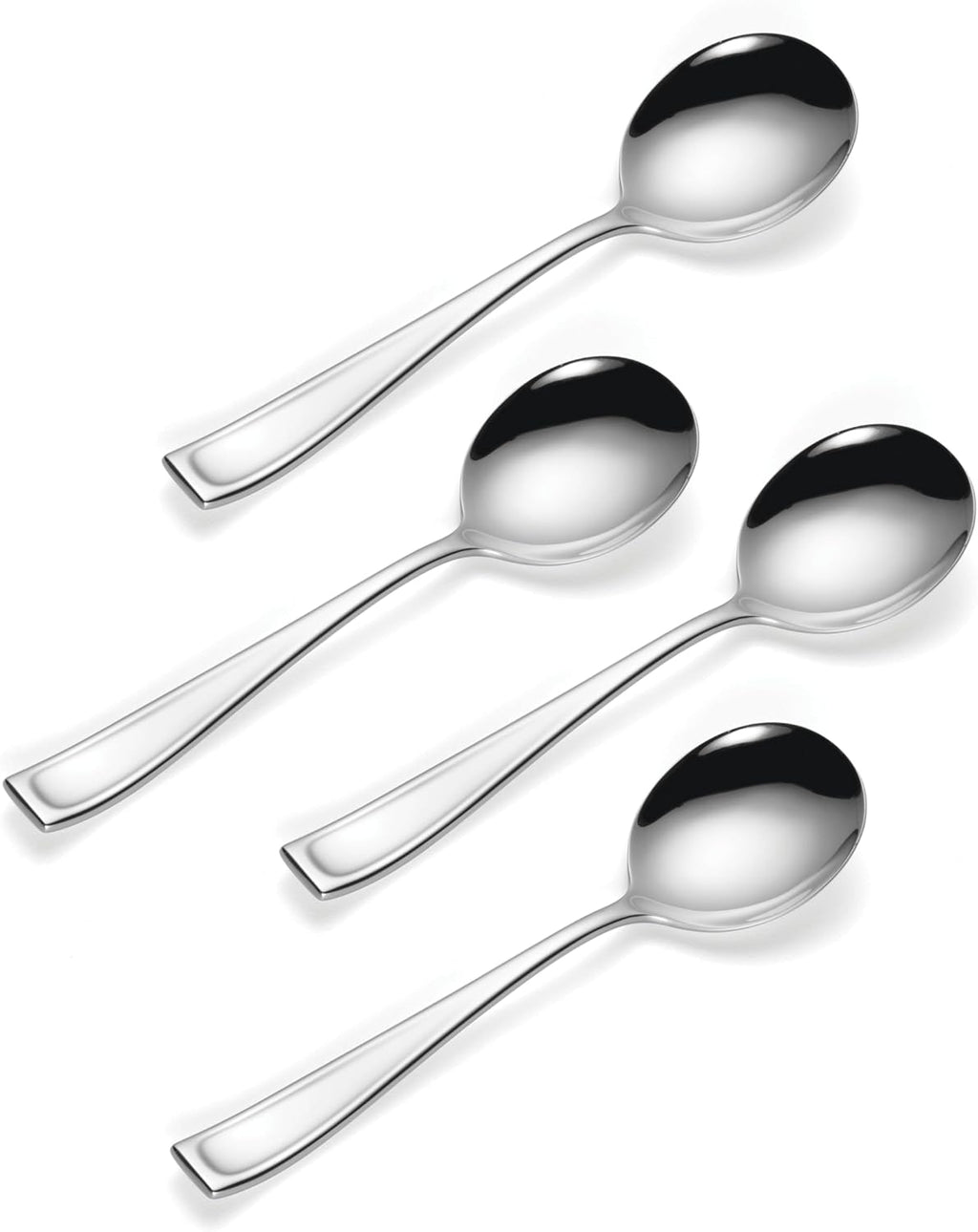Oneida Moda Soup Spoons Silverware Set for 4, Flatware | mirror finish, dishwasher safe | great for soup, cutlery set, utensil set, rust resistant, kitchen essentials