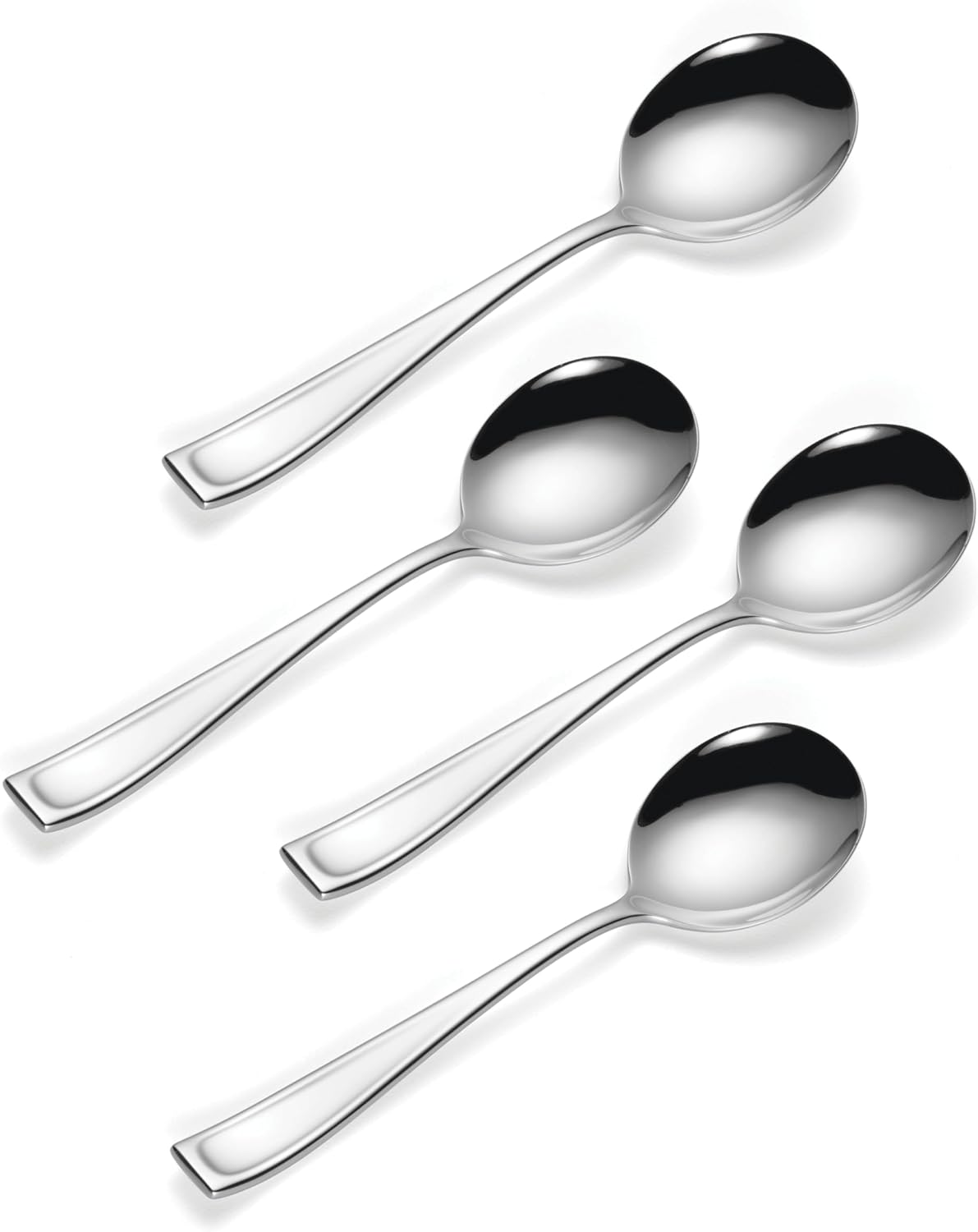 Oneida Moda Soup Spoons Silverware Set for 4, Flatware | mirror finish, dishwasher safe | great for soup, cutlery set, utensil set, rust resistant, kitchen essentials