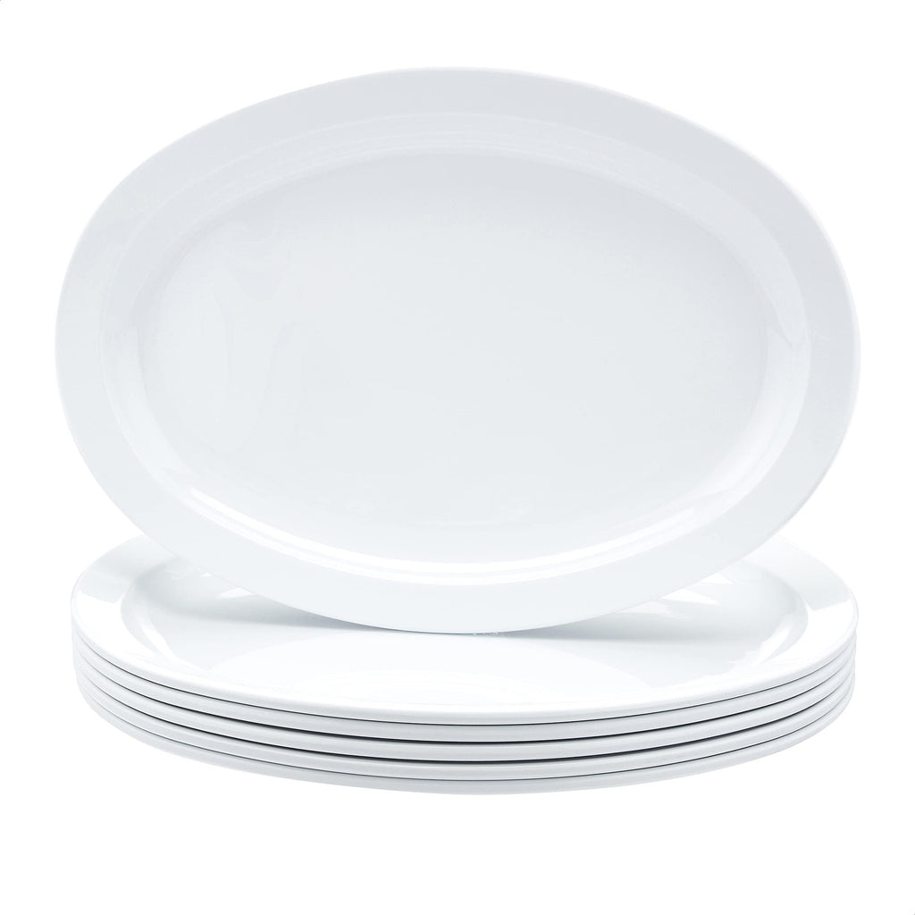 Amazon Basics Melamine Dinner Plates for Restaurants and Home, Dishwasher Safe, BPA Free, Break and Crack Resistant, 10.5", White, 6-Piece Set