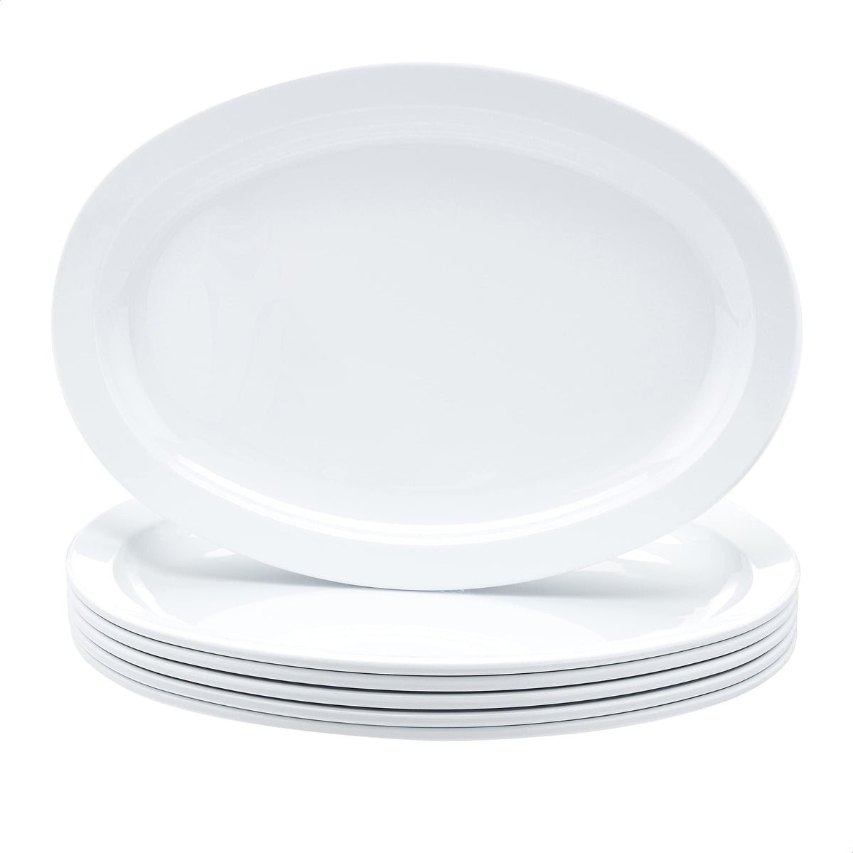 Amazon Basics Melamine Dinner Plates for Restaurants and Home, Dishwasher Safe, BPA Free, Break and Crack Resistant, 10.5", White, 6-Piece Set
