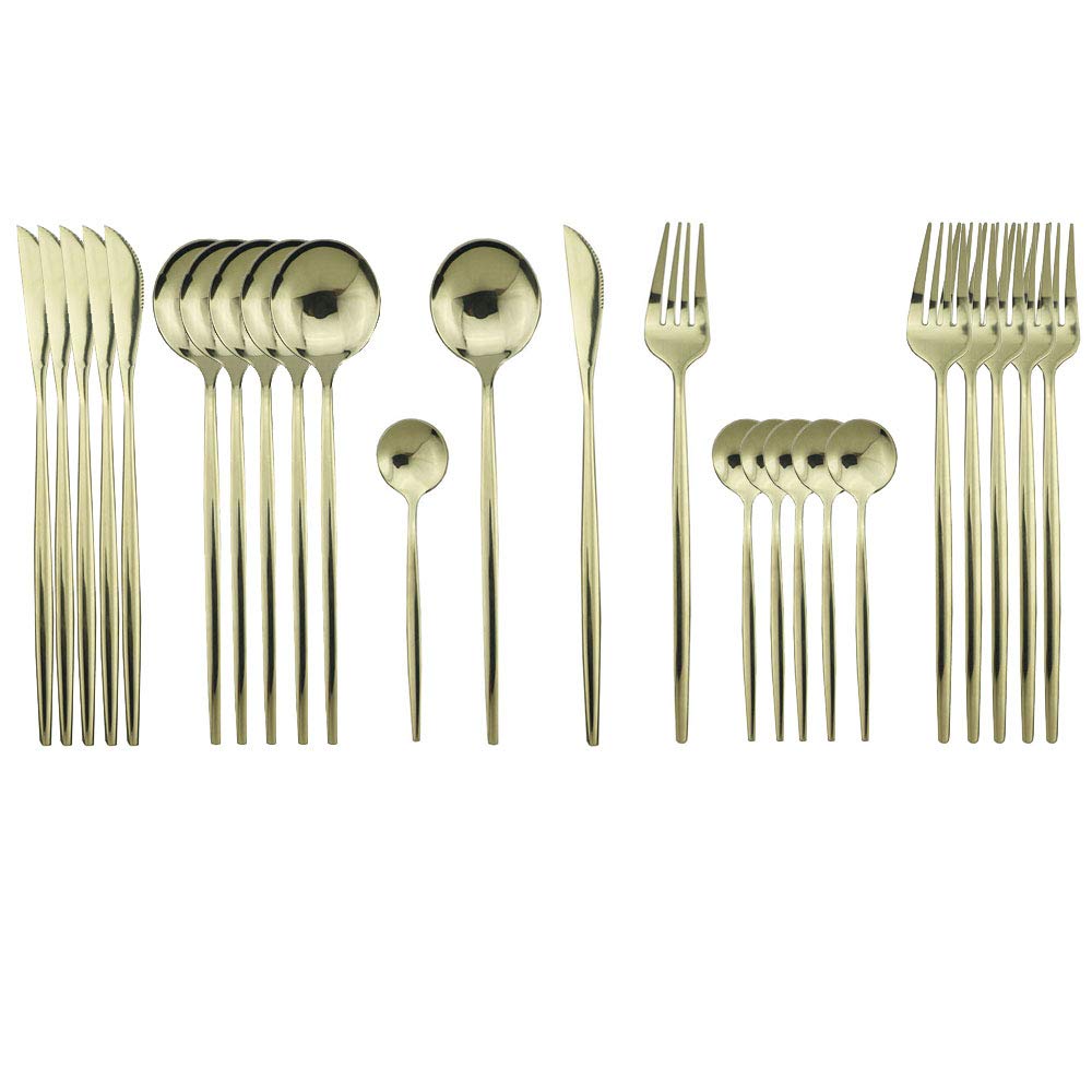 JASHII 24 Pieces Silverware Flatware Cutlery Set, Stainless Steel Tableware Silverware-Service for 6 Dishwasher Safe Full Set Flatware Durable (Silver)