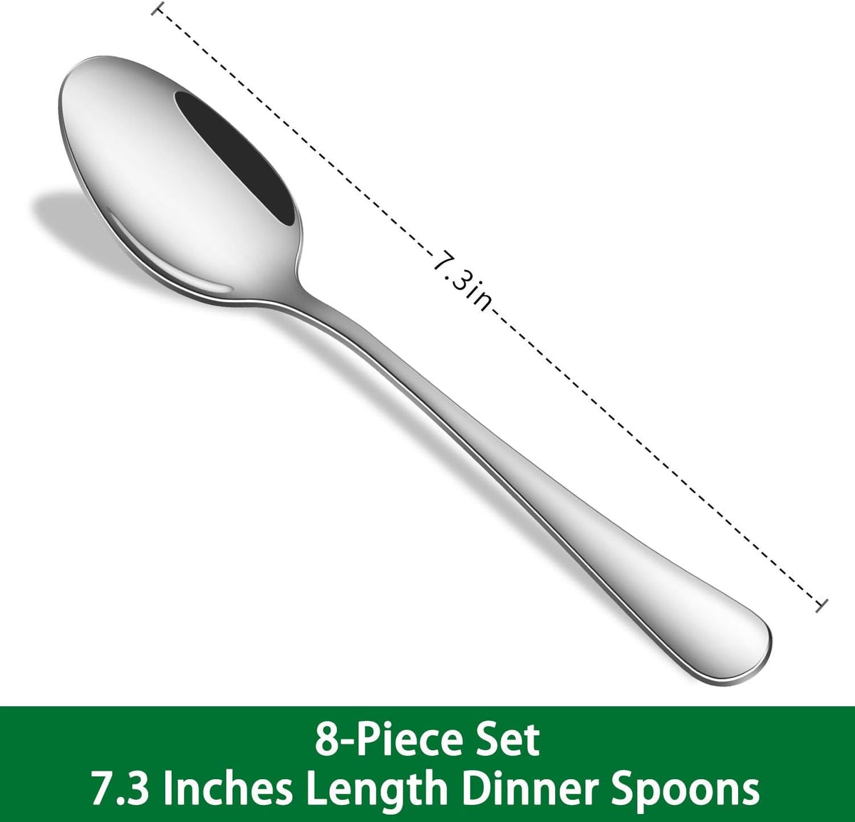 Dinner Spoon Set,8-Piece 7.3 Inch Soup Spoons,Premium Food Grade Stainless Steel Table Spoon,Durable Metal Tablespoon,Dishwasher Safe Silverware Spoons
