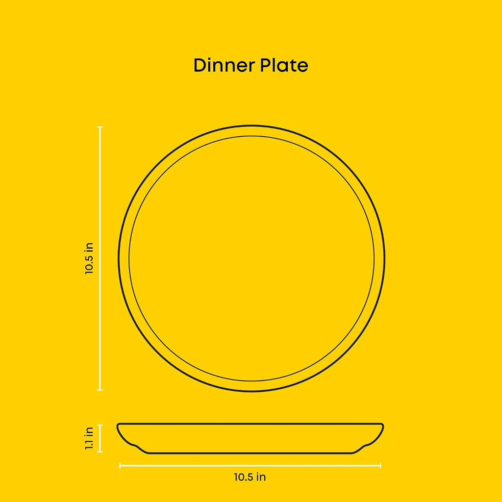 JoyJolt Mesa Stoneware Dinner Plates Set of 6, 10.5” Dish Set, Dishwasher and Microwave Safe Plate Set, Modern Rustic Dinnerware, Kitchen Serving Dishes - Matte White (Linen)