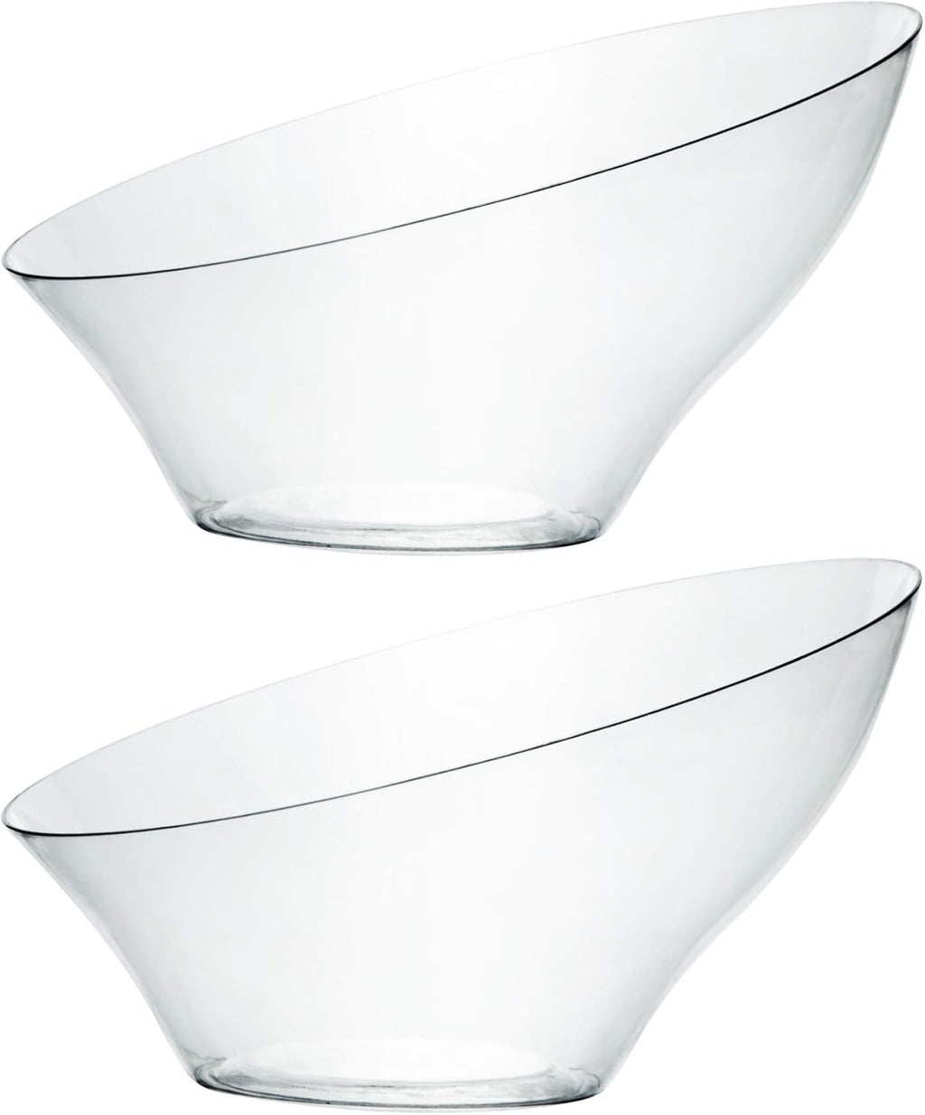 PLASTICPRO Disposable Angled Plastic Bowls Round Medium Serving Bowl, Elegant for Party's, Snack, or Salad Bowl, Clear Pack of 4