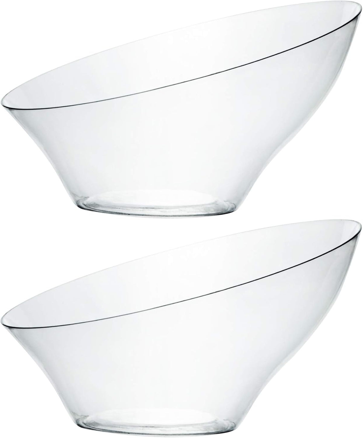 PLASTICPRO Disposable Angled Plastic Bowls Round Medium Serving Bowl, Elegant for Party's, Snack, or Salad Bowl, Clear Pack of 4