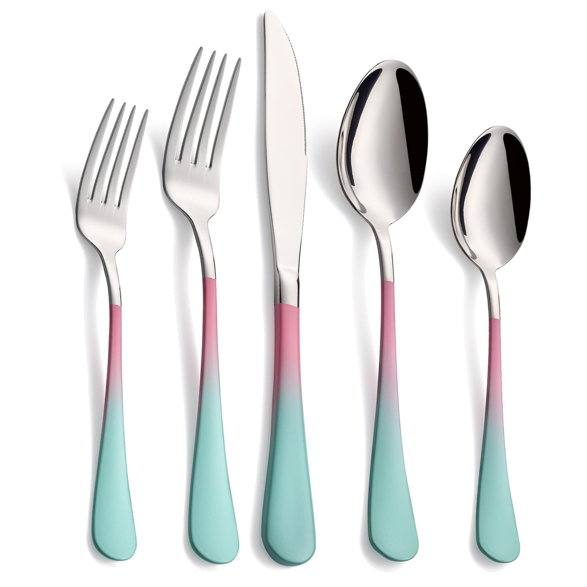 20-Pieces Green and Black Silverware Sets for 4,Green Handle Stainless Steel Cutlery Set, Include Forks Spoons and Knives Set, Dishwasher Safe Utensil Sets for Home Restaurant