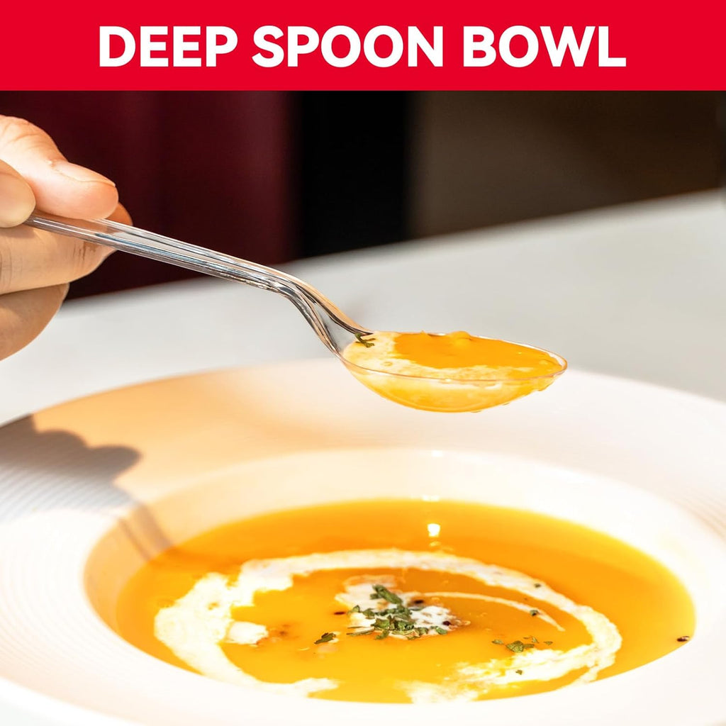 Plastic Soup Spoons, Heavy Duty Disposable Cutlery, Deepened Spoon Bowl for Hot Food, 120 Count
