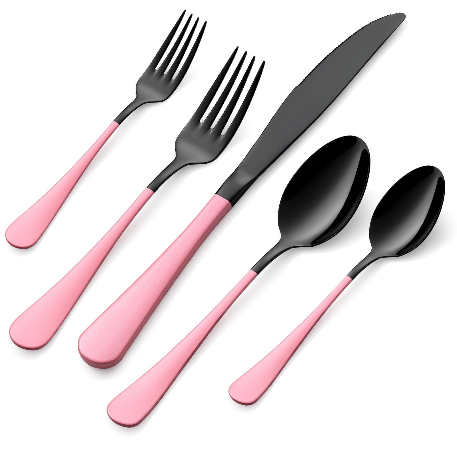 20-Pieces Green and Black Silverware Sets for 4,Green Handle Stainless Steel Cutlery Set, Include Forks Spoons and Knives Set, Dishwasher Safe Utensil Sets for Home Restaurant