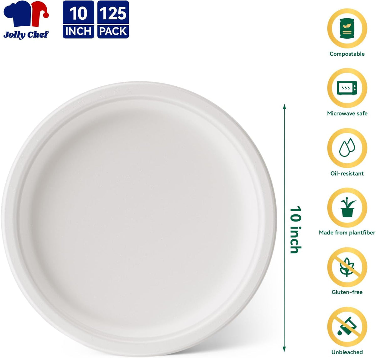 Compostable Heavy Duty Plates   [ ] Eco-Friendly Disposable White Paper Plates Made of Bagasse Biodegradable for Party Dinner Sugarcane Fibers Thanksgiving Day