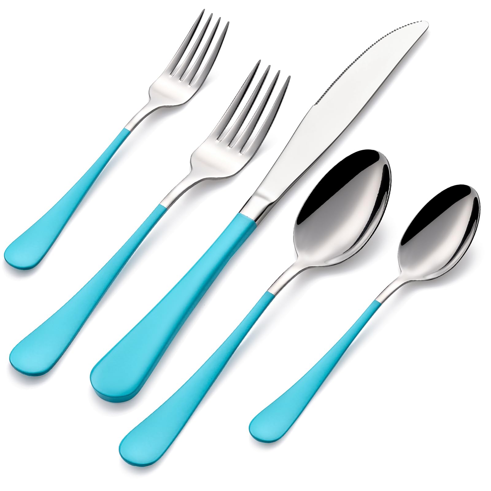 20-Pieces Green and Black Silverware Sets for 4,Green Handle Stainless Steel Cutlery Set, Include Forks Spoons and Knives Set, Dishwasher Safe Utensil Sets for Home Restaurant