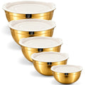 8PCS Mixing Bowls with Lids Set - 5 Nesting Mixing Bowls, 3 Grater Attachments, Lids, Stainless Steel Mixing Bowls for Mixing & Serving, Size 1.5/2.1/3.5/4/4.5 QT, Black