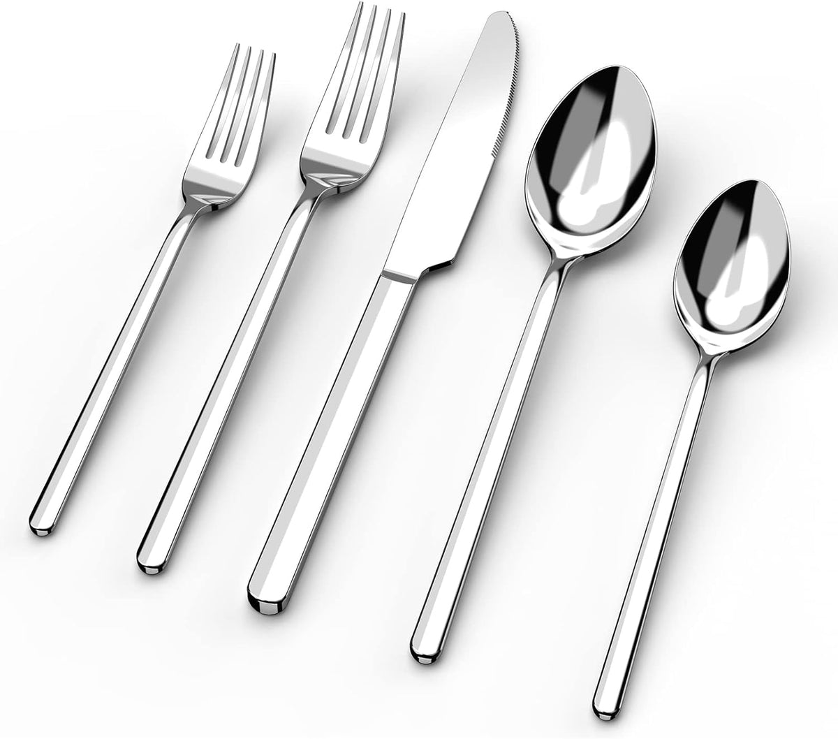 24-Piece Silverware Set with Steak Knives, Flatware Set for 4, 18/10 Stainless Steel Tableware Cutlery Set for Home Restaurant, Mirror Finish,Modern Design