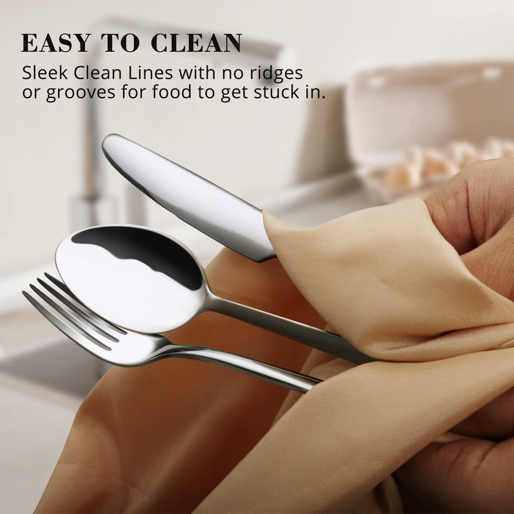 30 Pieces Silverware Set, Flatware Cutlery Set for 6, 18/10 Stainless Steel Silverware Utensils Minimalist Design Dishwasher Safe