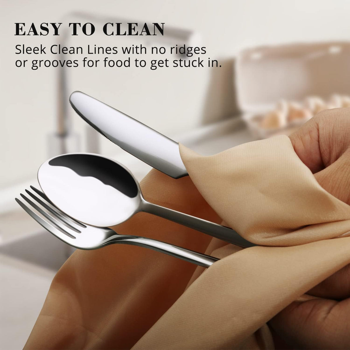 30 Pieces Silverware Set, Flatware Cutlery Set for 6, 18/10 Stainless Steel Silverware Utensils Minimalist Design Dishwasher Safe