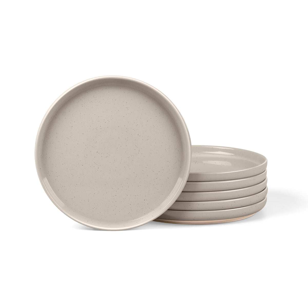 LIANYU Stoneware Dinner Plates Set of 4, 10.5 Inch Porcelain Kitchen Plates, High Edge Flat Dishes Set for Steak, Salad, Dessert, Microwave & Dishwasher & Oven Safe, Scratch Resistant, Milky Brown