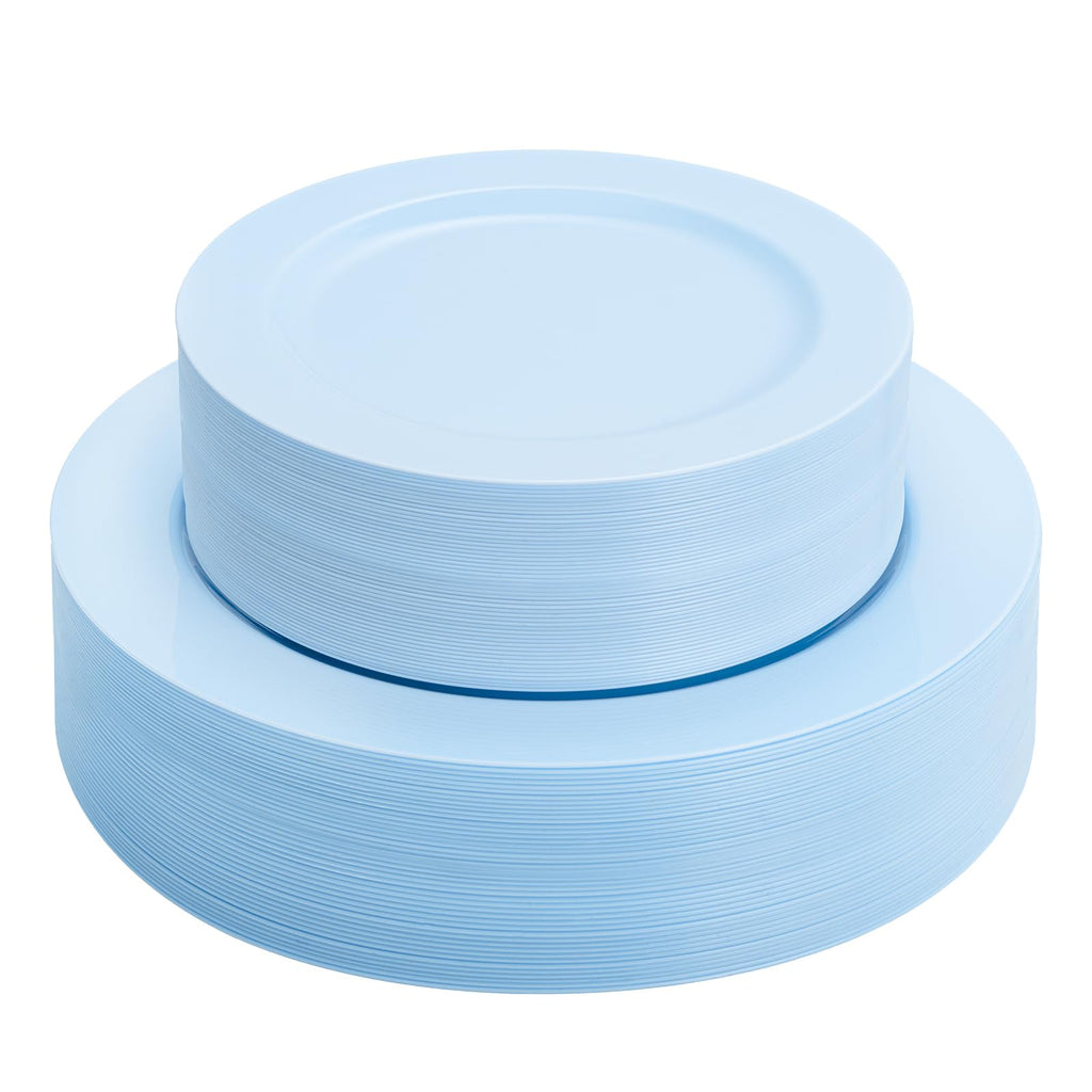 FLOWERCAT 60PCS White Plastic Plates - Heavy Duty White Disposable Plates for Outdoor/Birthday Party/Wedding -serve for 30 guests Include 30PCS 10.25" & 30PCS 7.5" Plates for Summer Party