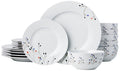 Amazon Basics 18-Piece Complete Kitchen Dinnerware Set, Microwave and Dishwasher Safe, Plates, Dishes, Bowls for Everyday Use, Service for 6, White Porcelain Coupe