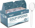 Plastic Soup Spoons, Heavyweight Clear Cutlery, Disposable Utensils for Party Supply, Pack of 100
