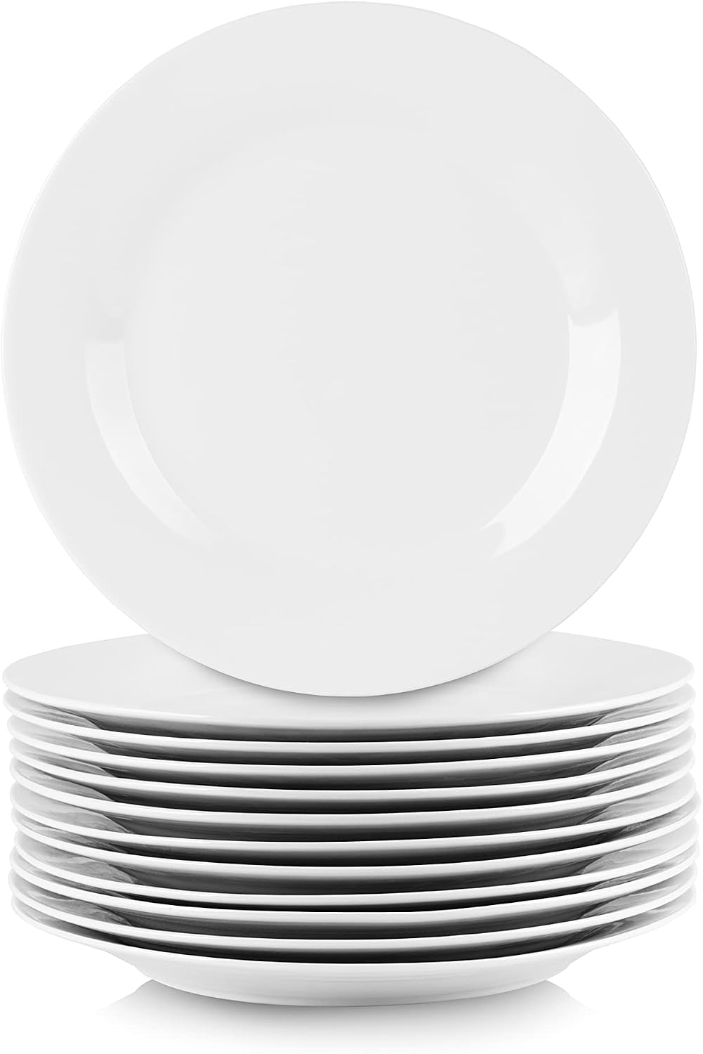 10 Strawberry Street 10.5" Catering Round Dinner Plate, Set of 12 , White