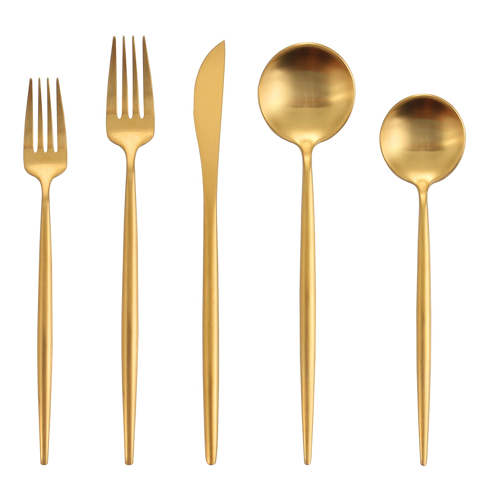 Matte Silverware Set, Oliviola 40-Piece Stainless Steel Flatware Cutlery Set Service for 8, Satin Finish Kitchen Utensil Set, Dishwasher Safe