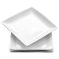 Porcelain Square Dinner Plates, 10.75 Inch Square Serving Plate for Steak, Pasta, Salad, Snacks, Pizza, Appetizer Plates, Set of 6, White | Ceramic Tableware, Raised Rim, Microwave & Dishwasher Safe, Stackable, for Steak, Pasta, Pizza, Everyday Dining, Ea