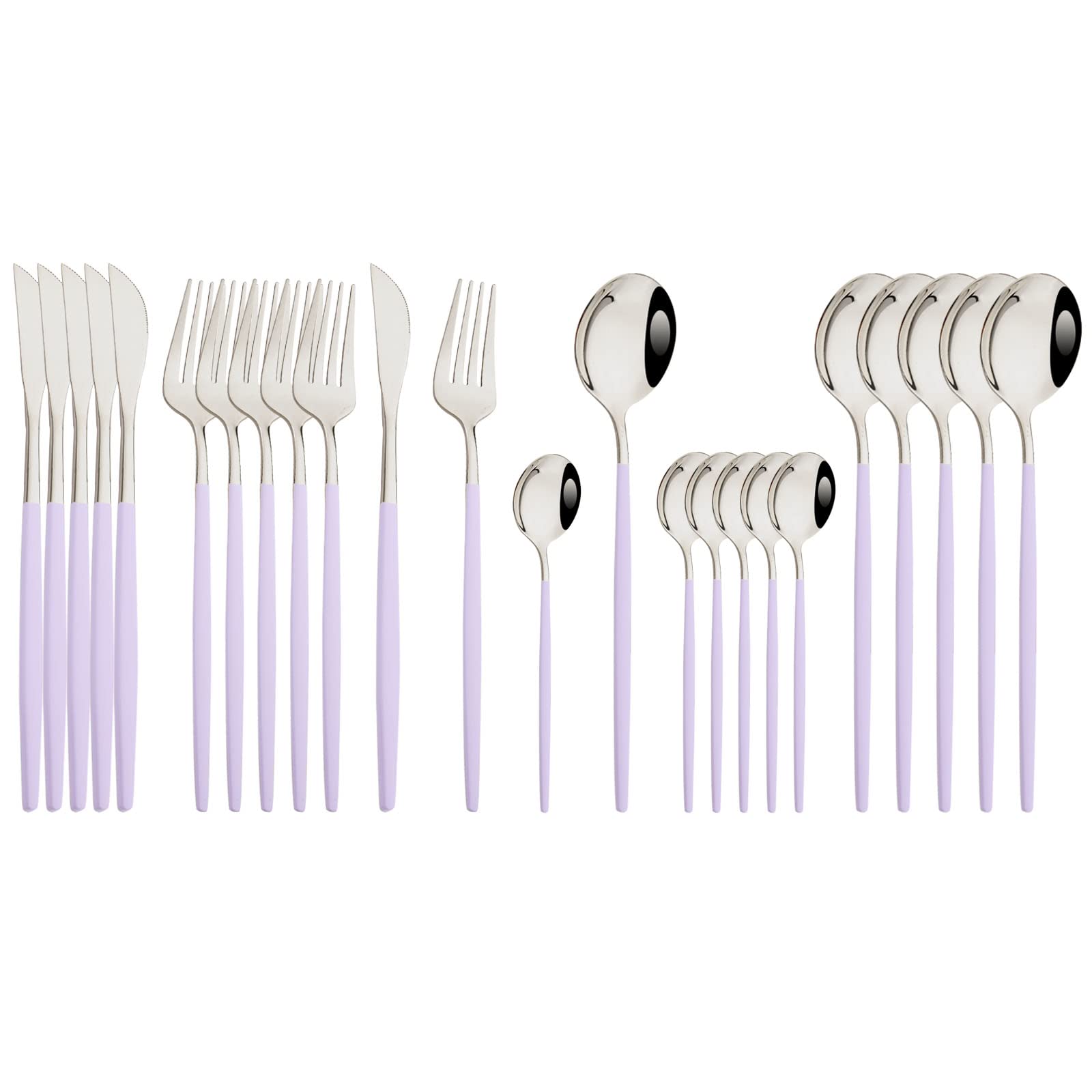 JASHII 24 Pieces Silverware Flatware Cutlery Set, Stainless Steel Tableware Silverware-Service for 6 Dishwasher Safe Full Set Flatware Durable (Silver)