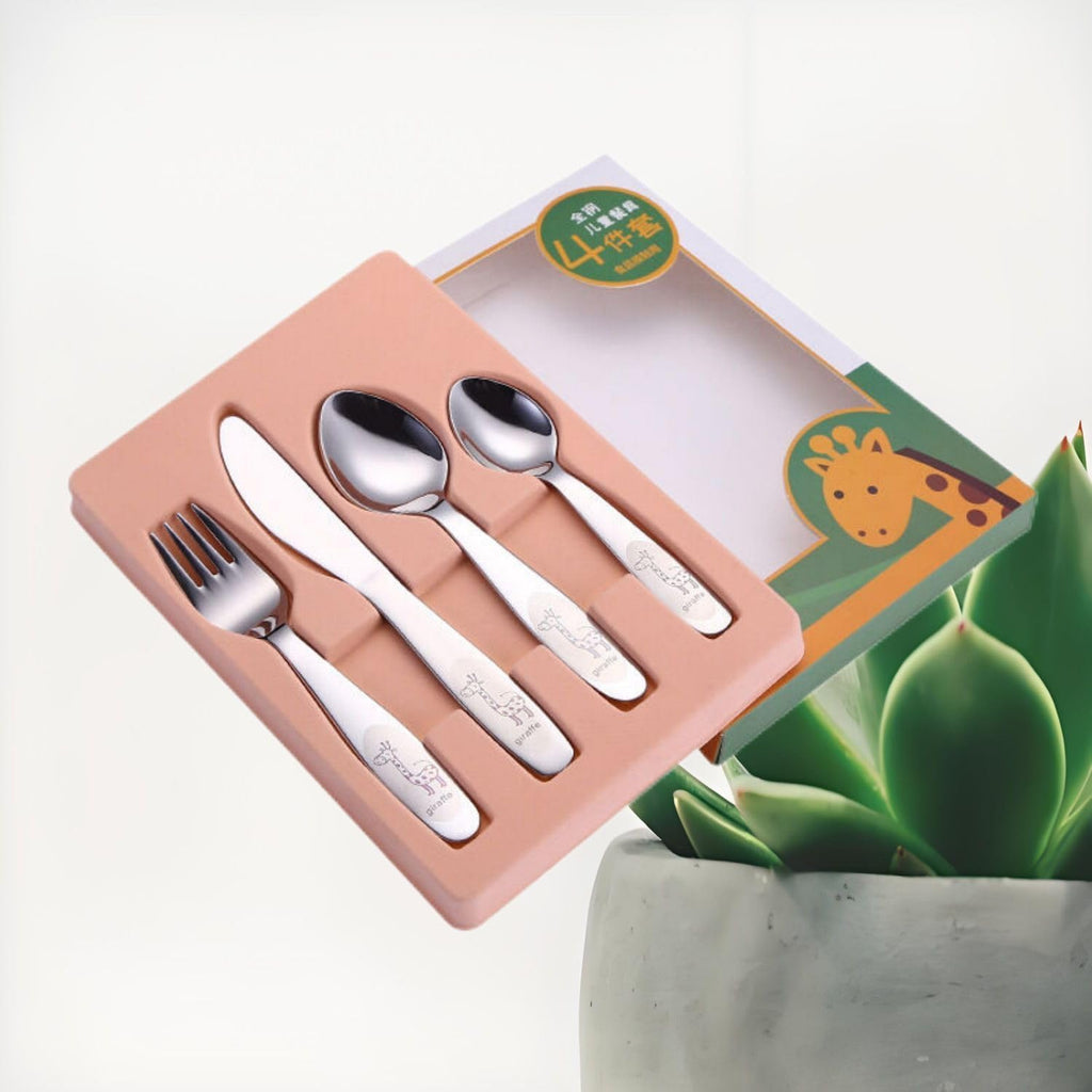 Kitchen The cooking Tool Accessories 304不锈钢刀叉勺子 便携式可爱甜品勺搅拌勺餐具礼品套装