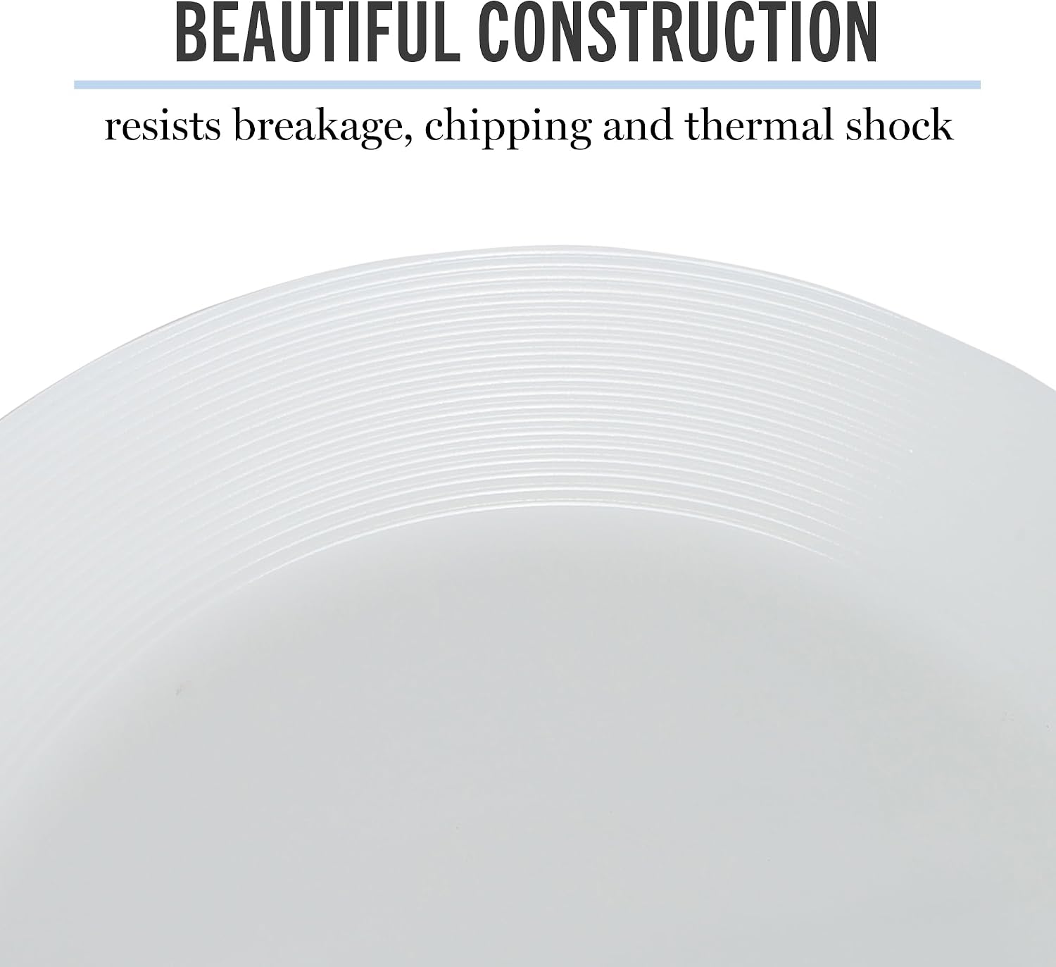 Martha Stewart Opalton Dinner Plates 6-Piece 10-Inch Plate Set – Chip and Break Resistant Opal Glass Plates - White