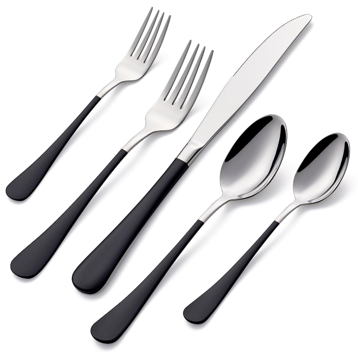 20-Pieces Green and Black Silverware Sets for 4,Green Handle Stainless Steel Cutlery Set, Include Forks Spoons and Knives Set, Dishwasher Safe Utensil Sets for Home Restaurant