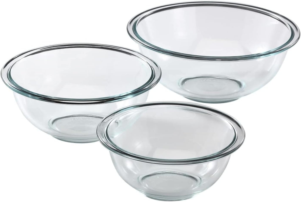 Pyrex Essentials (3-Piece) Glass Mixing Bowls Set for Prepping and Baking