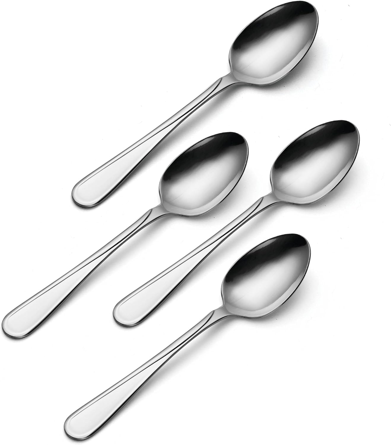 Oneida Flight Dinner Spoons Silverware Set for 4, Flatware | 18/0 stainless steel, mirror finish | dishwasher safe | great for soup or everyday dining, cutlery set