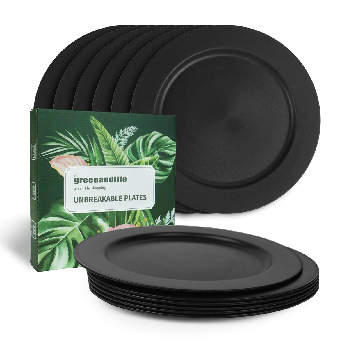 10inch/6pcs Dishwasher & Microwave Safe Wheat Straw Plates - Lightweight Reusable Unbreakable Dinner Plates, Non-toxin, BPA Free and Healthy for Kids & Adults