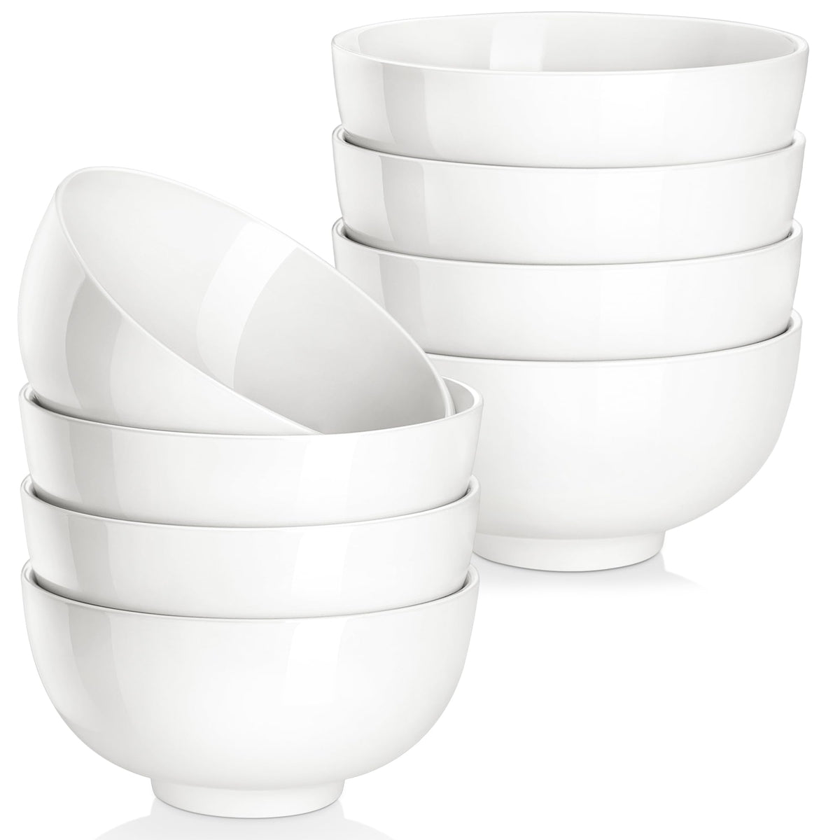 MALACASA 26 Oz White Ceramic Soup Bowls of 4, Cereal Bowls for Kitchen | Perfect for soup, cereal, dinner, noodles,ramen or fruit; scratch-resistant, stackable, microwave, oven & dishwasher safe