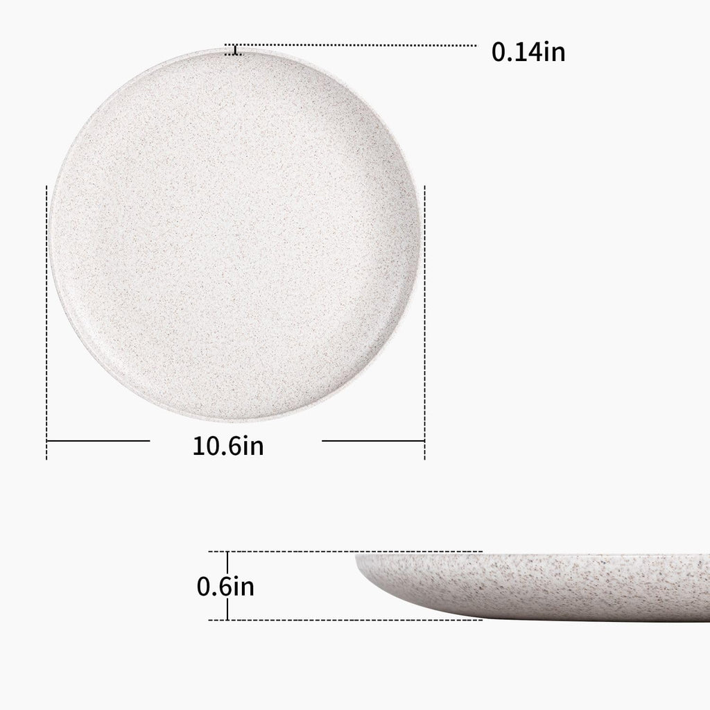 MISS BIG Wheat Straw Plates Set of 8, 10 Inch Dinner Plates, BPA Free | Family-size wheat straw dinner plates for daily meals, fewer paper plates, dishwasher cleanup, and short reheating.