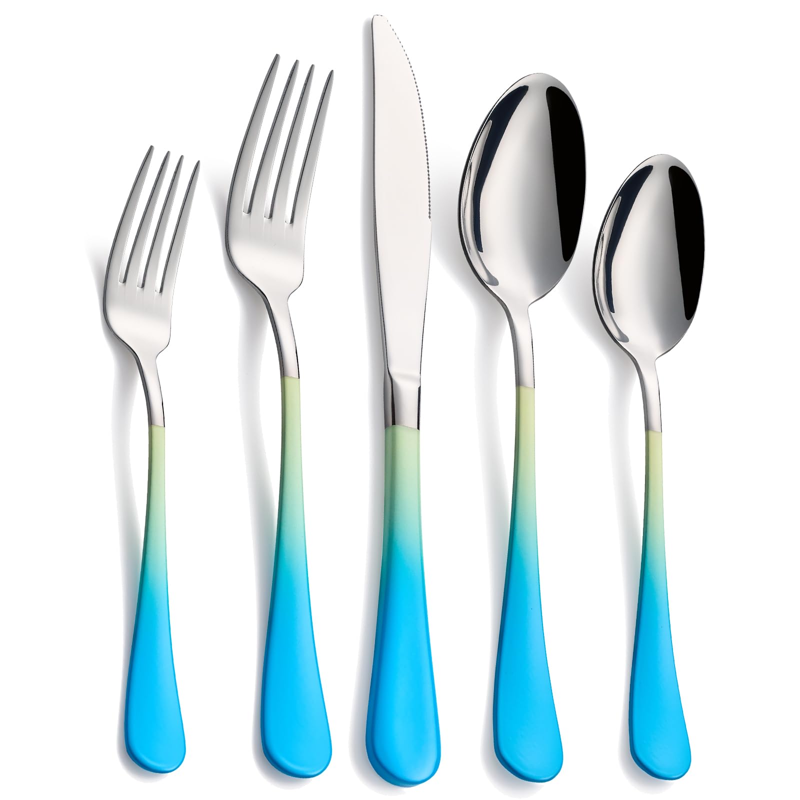 20-Pieces Green and Black Silverware Sets for 4,Green Handle Stainless Steel Cutlery Set, Include Forks Spoons and Knives Set, Dishwasher Safe Utensil Sets for Home Restaurant