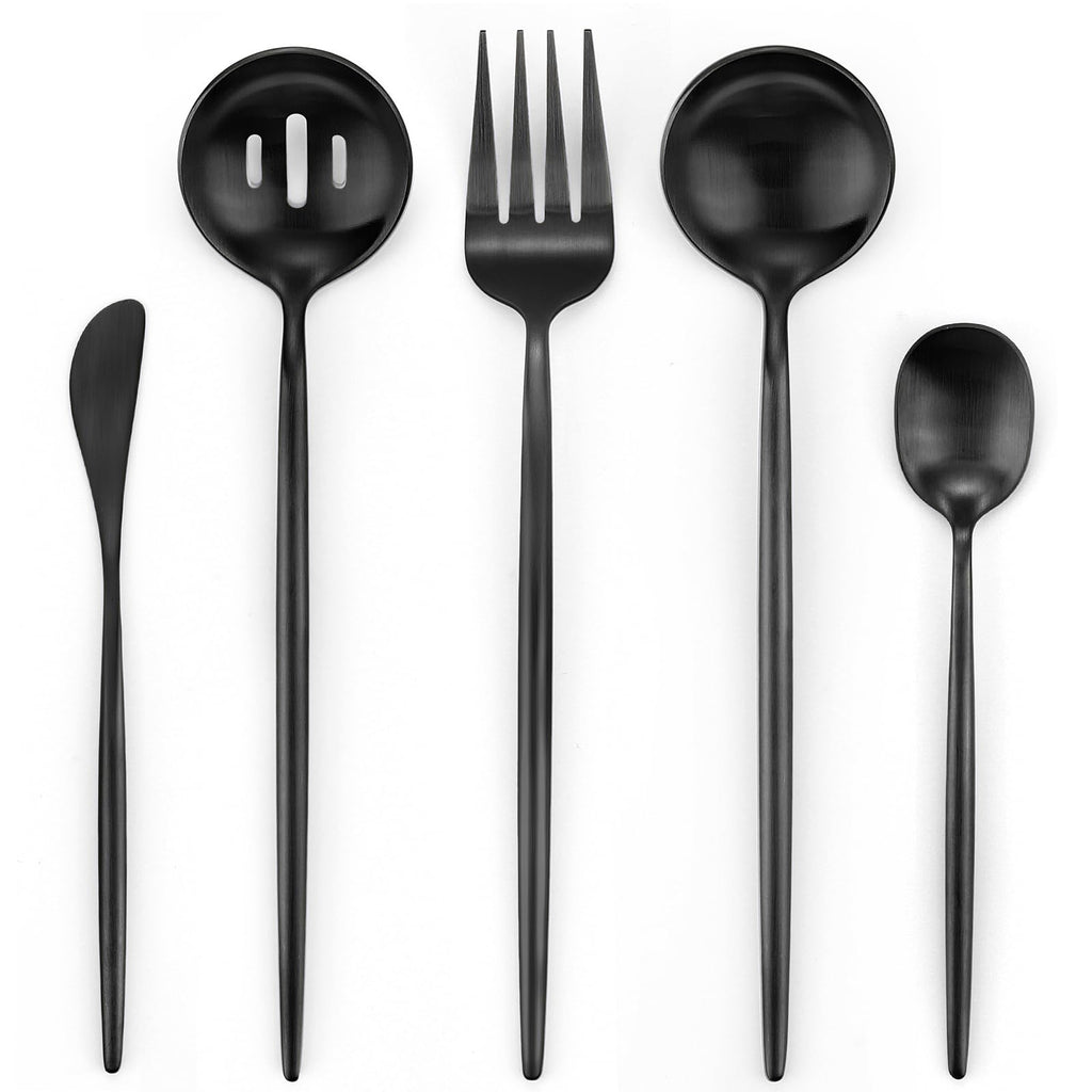 Matte Silverware Set, Oliviola 40-Piece Stainless Steel Flatware Cutlery Set Service for 8, Satin Finish Kitchen Utensil Set, Dishwasher Safe