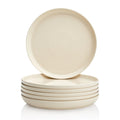 Sweese 10 Inch Porcelain Dinner Plates, White, Set of 6 - Microwave, Oven, Dishwasher Safe, Scratch-Resistant