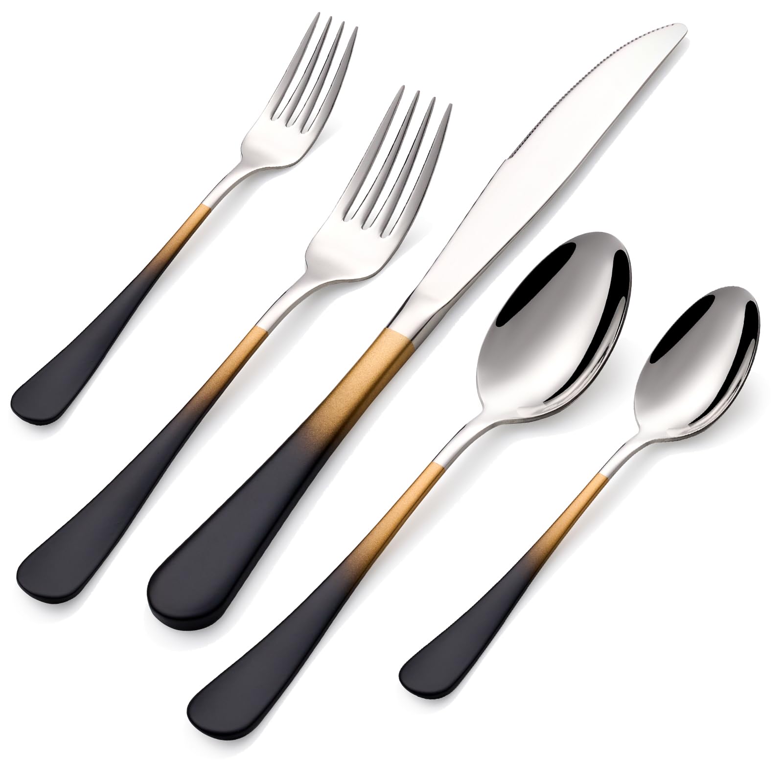 20-Pieces Green and Black Silverware Sets for 4,Green Handle Stainless Steel Cutlery Set, Include Forks Spoons and Knives Set, Dishwasher Safe Utensil Sets for Home Restaurant