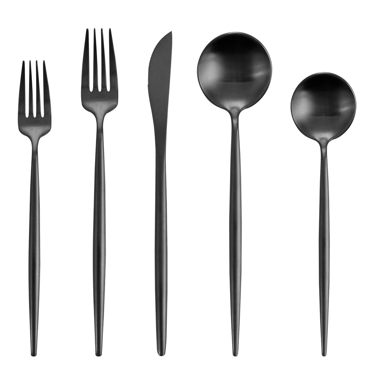 Matte Silverware Set, Oliviola 40-Piece Stainless Steel Flatware Cutlery Set Service for 8, Satin Finish Kitchen Utensil Set, Dishwasher Safe