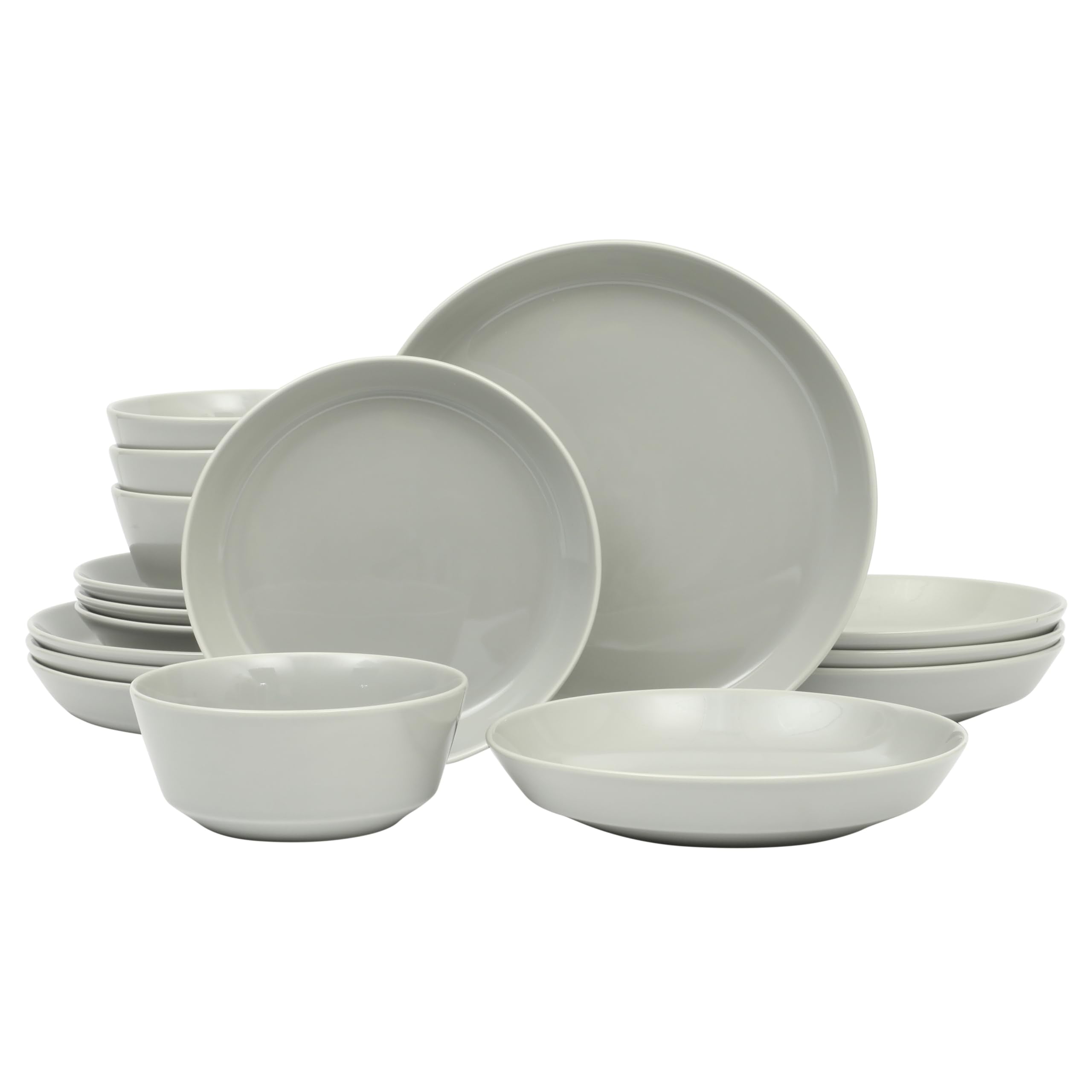 Gibson Home Plates and Bowls Sets - Dinnerware Set for 4, 16-Piece White Dishes — Ceramic Dish Set| Microwave & Dishwasher Safe Dishes - Oslo Collection