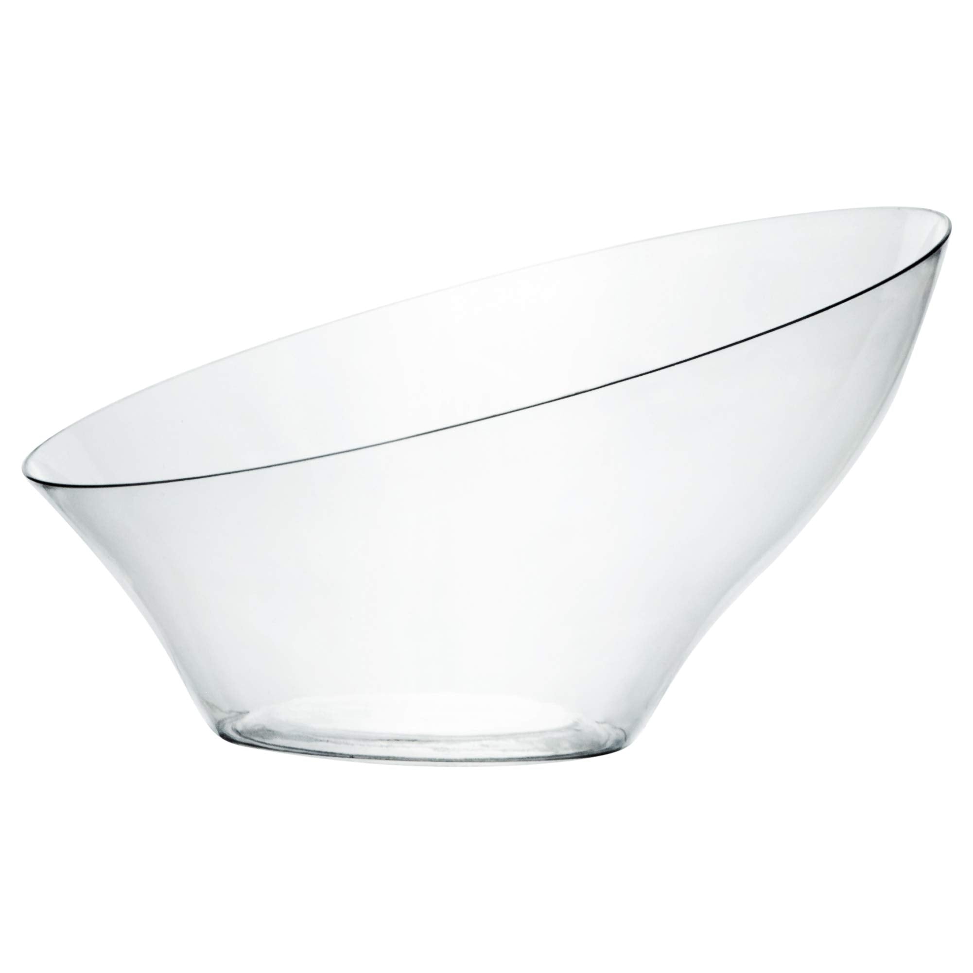 PLASTICPRO Disposable Angled Plastic Bowls Round Medium Serving Bowl, Elegant for Party's, Snack, or Salad Bowl, Clear Pack of 4