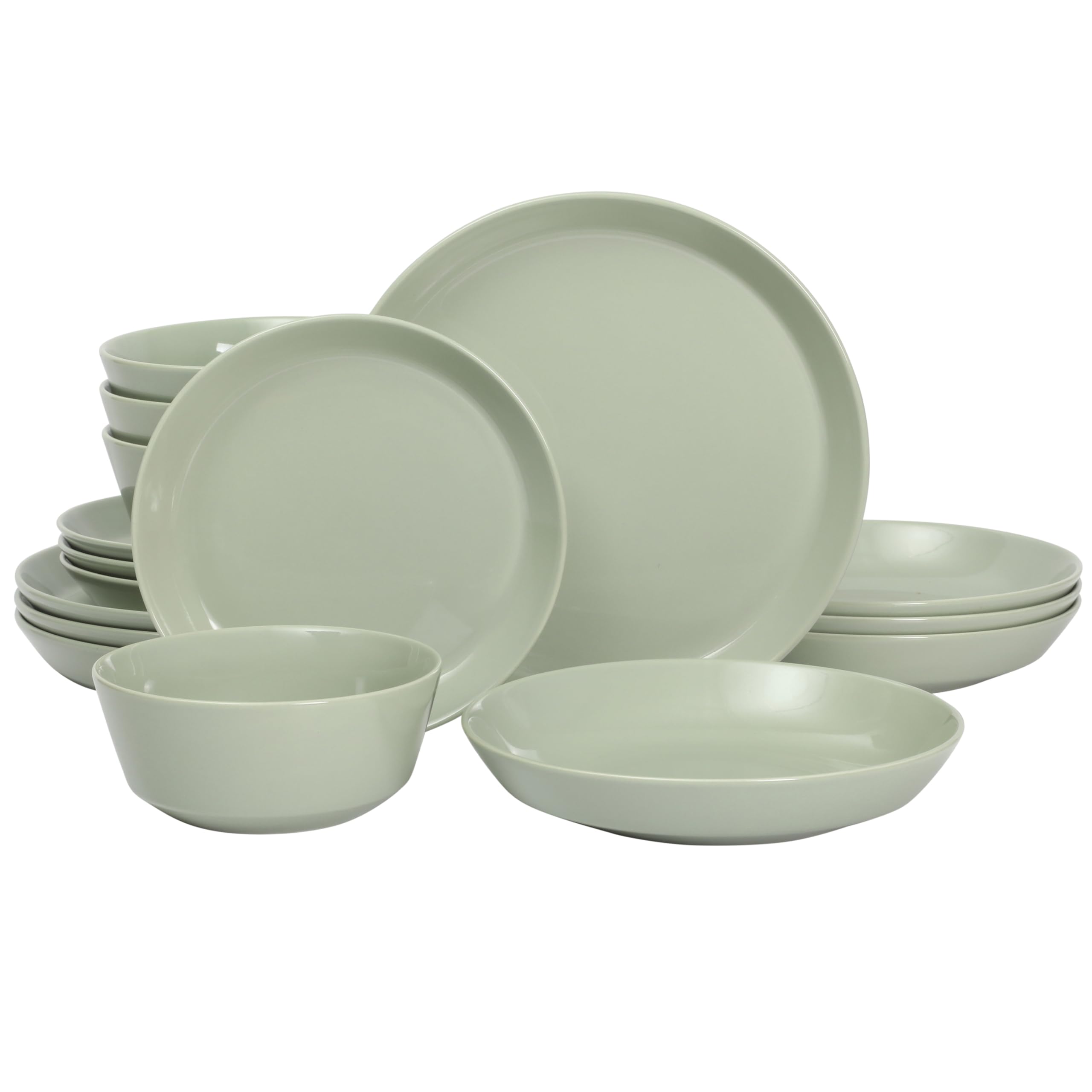 Gibson Home Plates and Bowls Sets - Dinnerware Set for 4, 16-Piece White Dishes — Ceramic Dish Set| Microwave & Dishwasher Safe Dishes - Oslo Collection