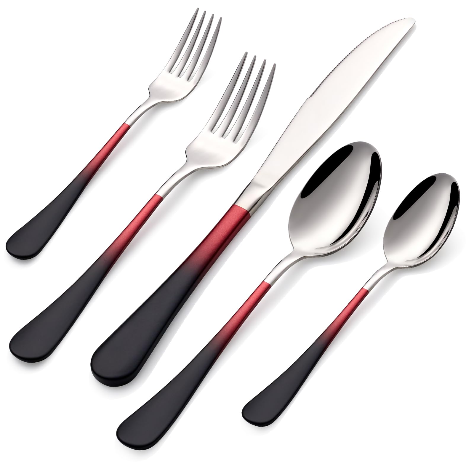 20-Pieces Green and Black Silverware Sets for 4,Green Handle Stainless Steel Cutlery Set, Include Forks Spoons and Knives Set, Dishwasher Safe Utensil Sets for Home Restaurant