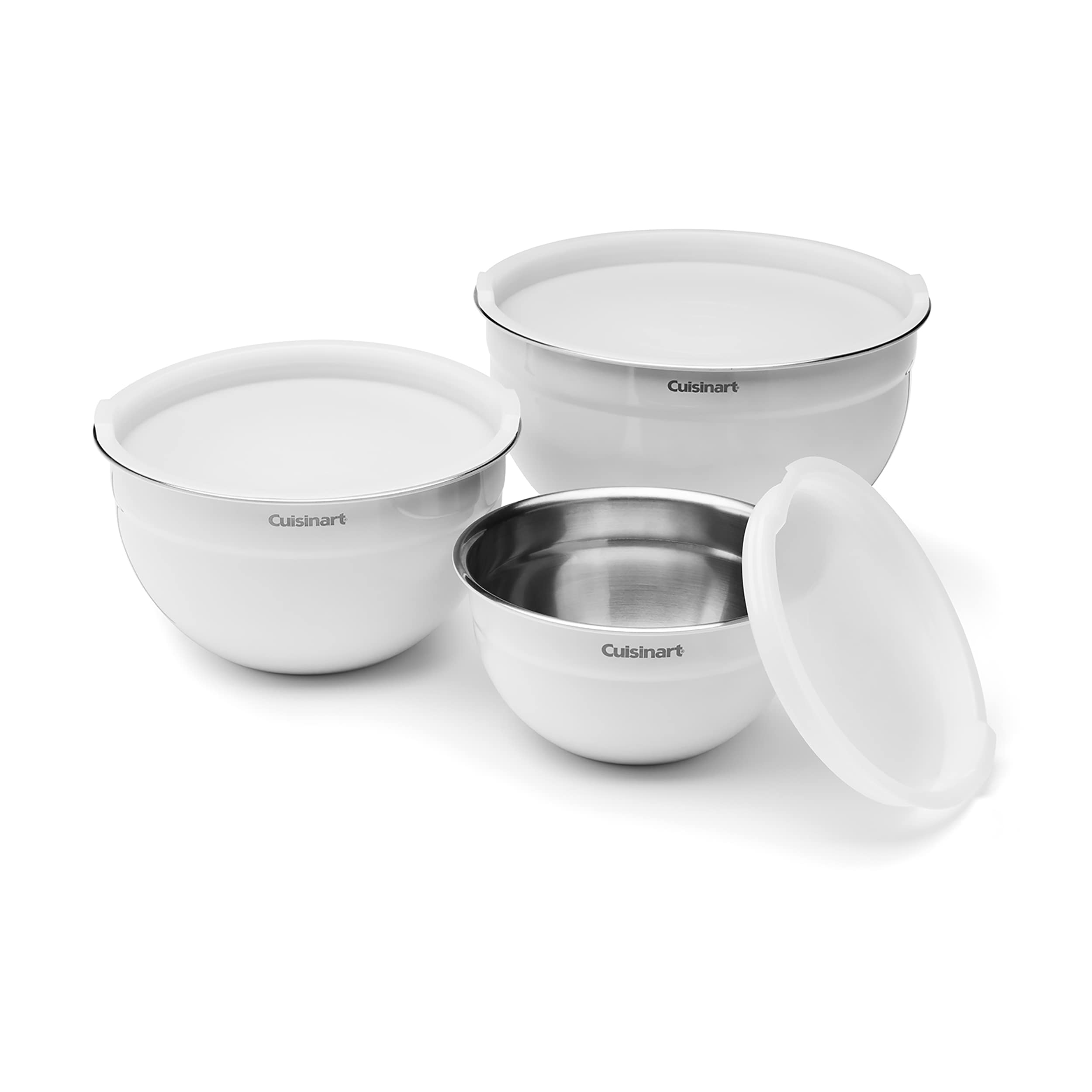Cuisinart Mixing Bowl Set, Nesting Bowls, Stainless Steel, 3-Piece | 1.5, 3 & 5 qt. stainless steel mixing bowls for baking, cooking & prep, dishwasher safe, durable & compact, CTG-00-SMB