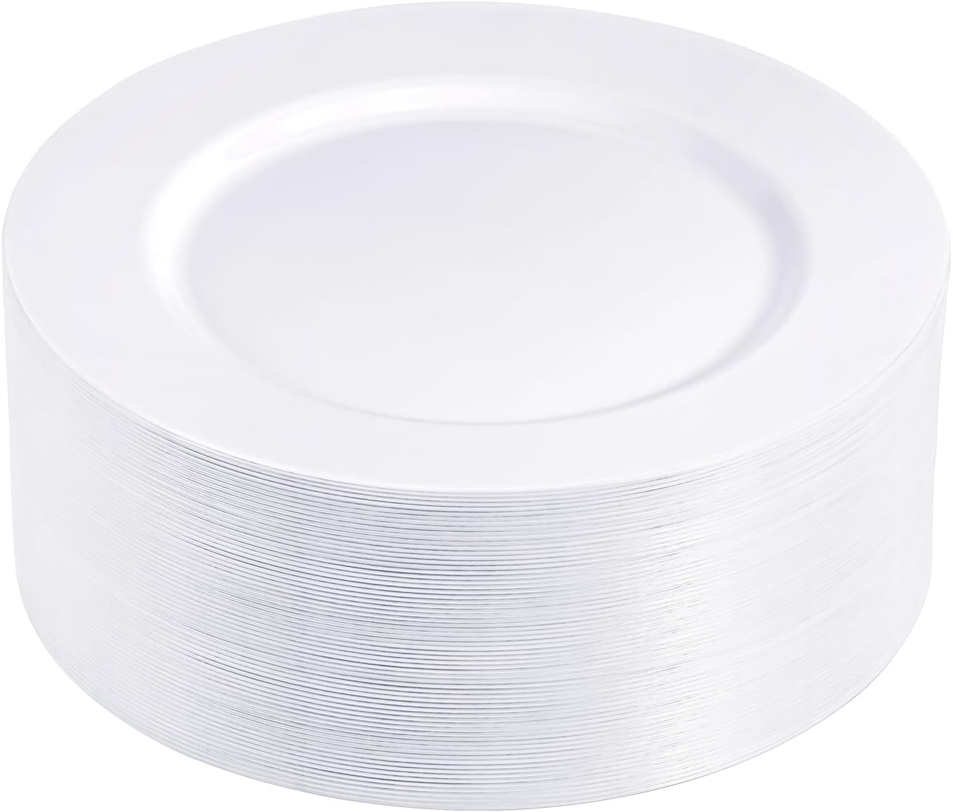 100PCS White Plastic Plates Disposable, 10.25" Heavy Duty Dinner Plates | Elegant, BPA-Free, Food Grade, for Wedding, Birthday, Party, Anniversary & Daily Use