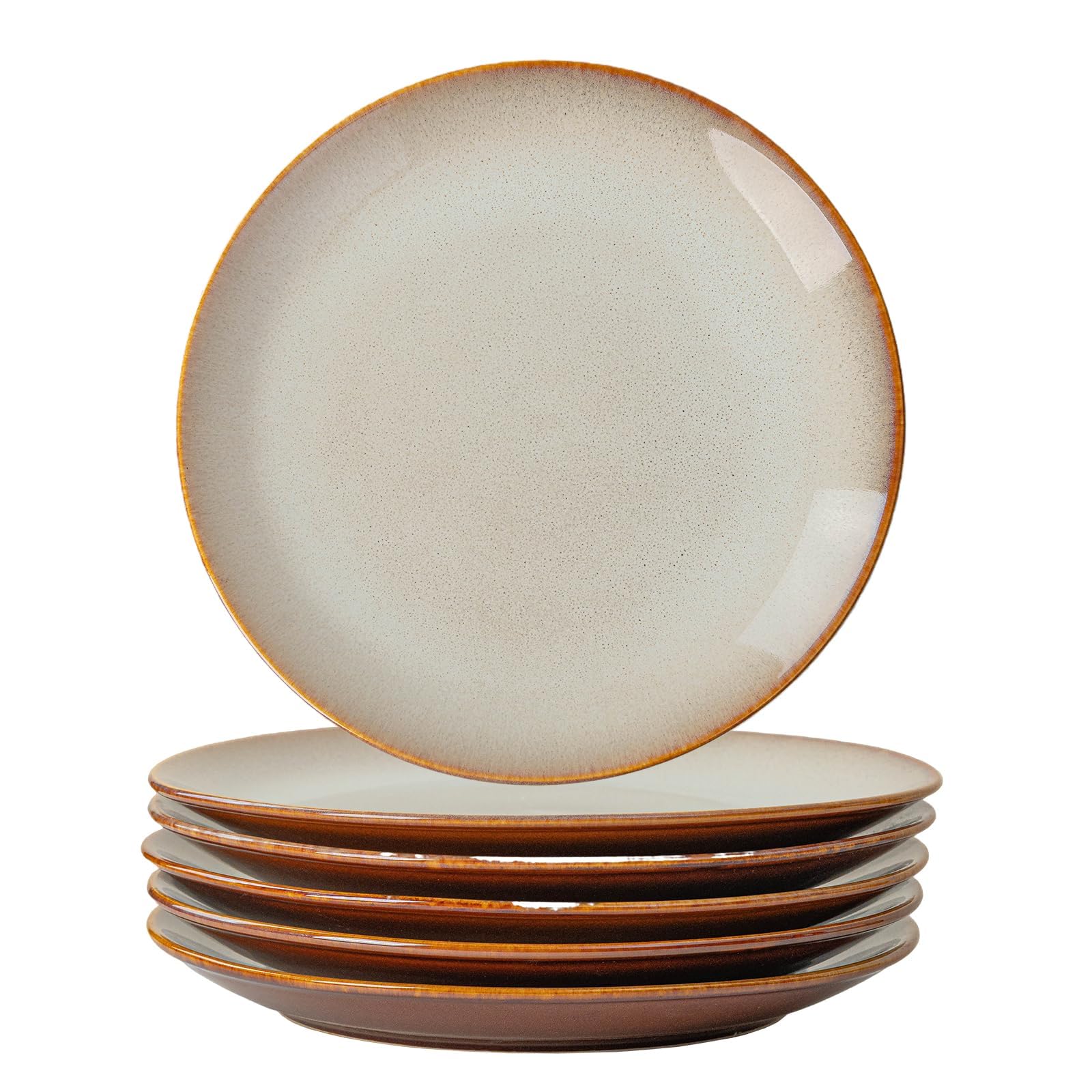 White Dinner Plates Set of 6, 10 Inch Ceramic Plates, White Porcelain Dinner Plates for Kitchen, Everyday Use, Microwave & Dishwasher Safe, 25.4Cm