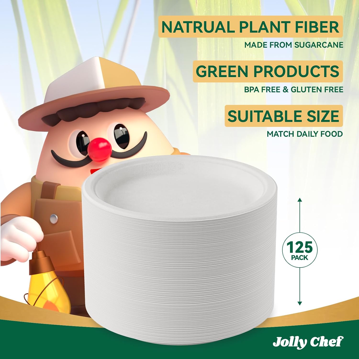 Compostable Heavy Duty Plates   [ ] Eco-Friendly Disposable White Paper Plates Made of Bagasse Biodegradable for Party Dinner Sugarcane Fibers Thanksgiving Day